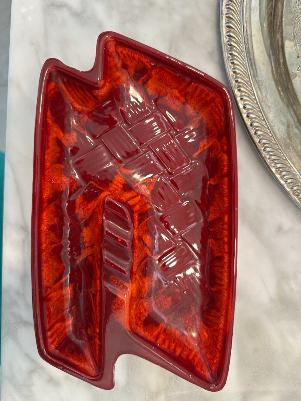Vintage Red Trapezoidal Ashtray